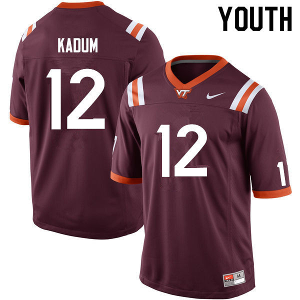 Youth #12 Knox Kadum Virginia Tech Hokies College Football Jerseys Sale-Maroon